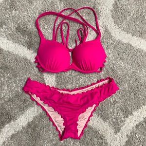 Bright pink bikini